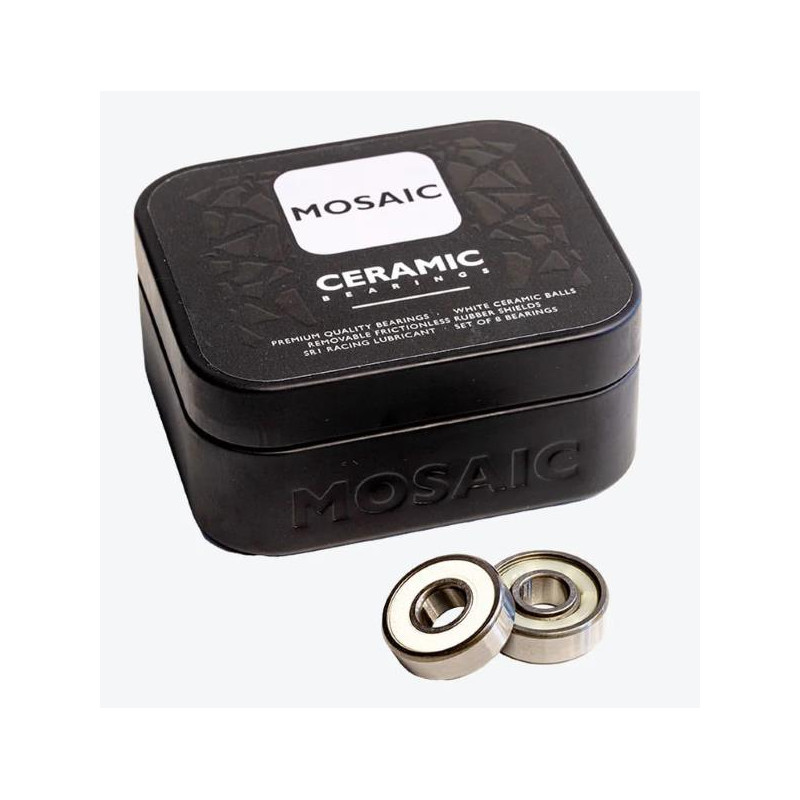 Mosaic Ceramic Silver White Bearings – High-Performance Ceramic Bearings for Skateboards